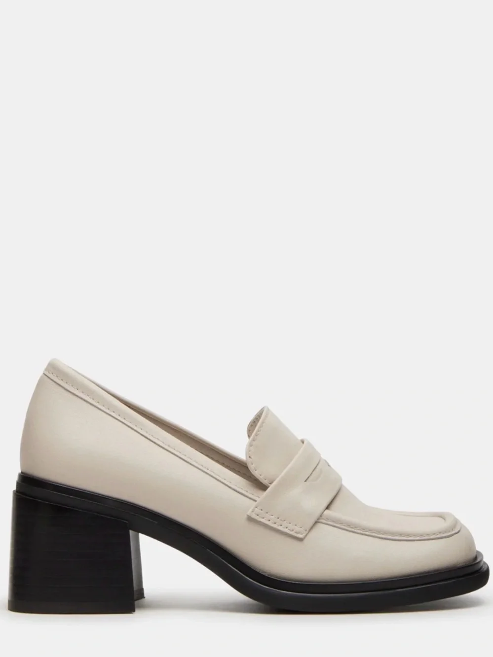 Classic Cream Bone Block-Heel Loafers - Women's Sz. 7.5 by Steve Madden